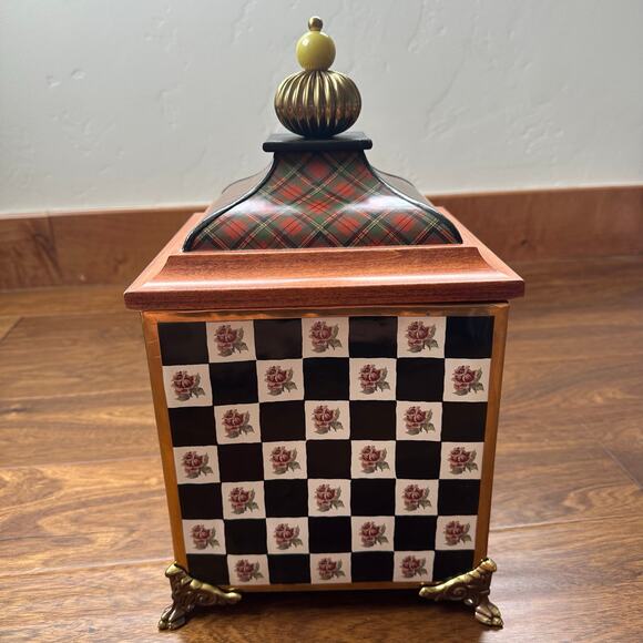 MacKenzie-Childs VTG Torquay Ceramic Footed Canister Lid check
